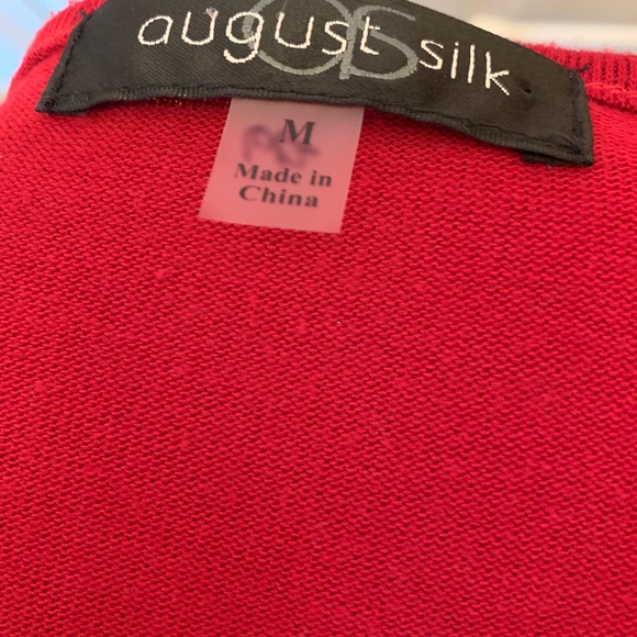 August Silk burgundy bell sleeve velvet trim sz M - Picture 2 of 5